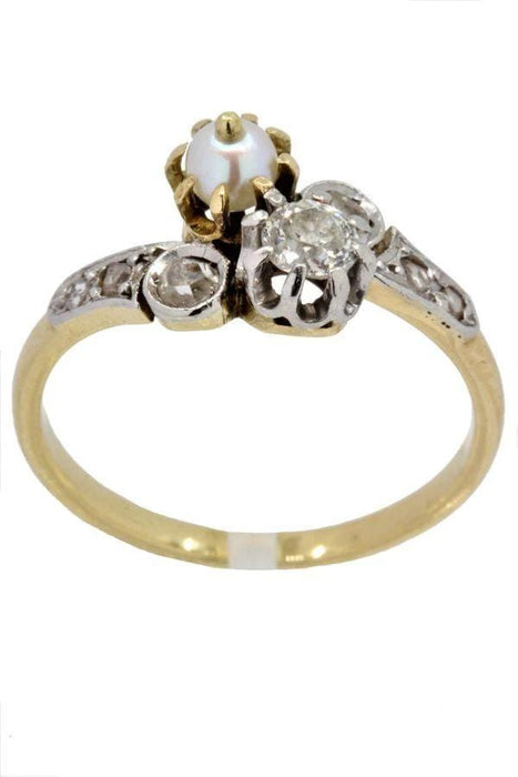 Ring 55 You and me old pearl and diamonds 58 Facettes 34271