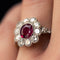 Bague 55 Bague rubis entourage diamants 58 Facettes CQ596-51