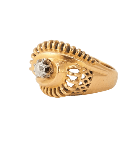 Bague 54.5 Bague Vintage Or Jaune Diamant 58 Facettes LOT 670