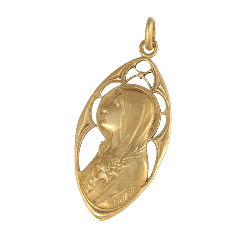 Pendentif Médaille de la Vierge Marie de Guilbert, époque Art Nouveau 58 Facettes