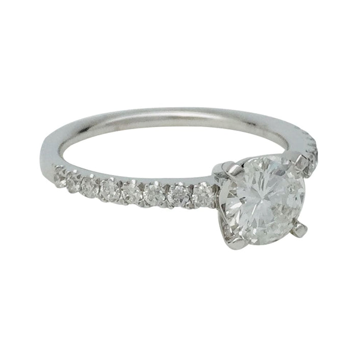 White gold solitaire ring, 0,71 carat G / SI1 diamond.