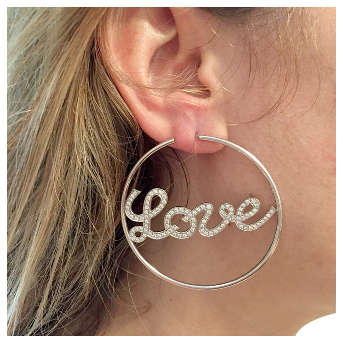 “Love You” white gold and diamond hoop earrings. 58 Facettes 27406