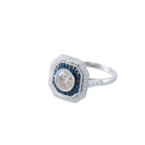 Bague 56 Bague saphir diamant - style Art Déco 58 Facettes