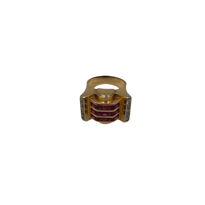 Bague 57 Bague Or jaune Diamants Rubis 58 Facettes