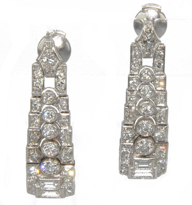 Boucles d'oreilles Boucles d'oreilles en platine et diamants 58 Facettes 0