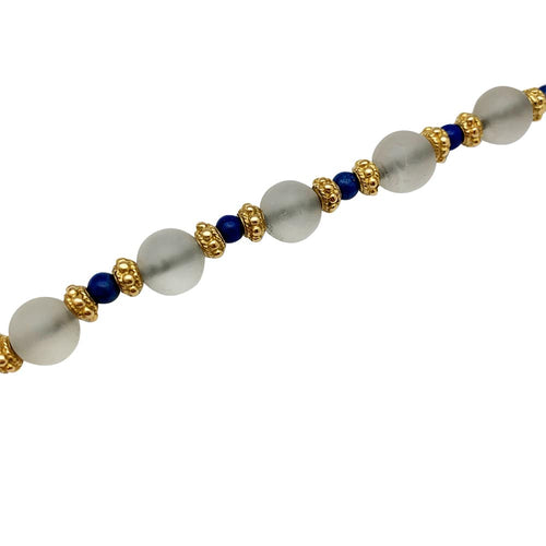 Bracelet Bracelet boules cristal de roche, lapis lazuli, intercalaires or jaune. 58 Facettes 30350