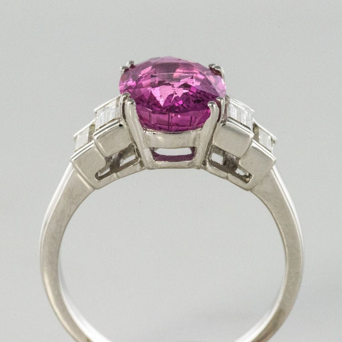 Bague 50 Bague Saphir rose et Diamants baguettes 58 Facettes 11-042-3414688-52