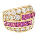 Ring 51 Yellow gold ring with diamonds and pink sapphires. 58 Facettes 30639