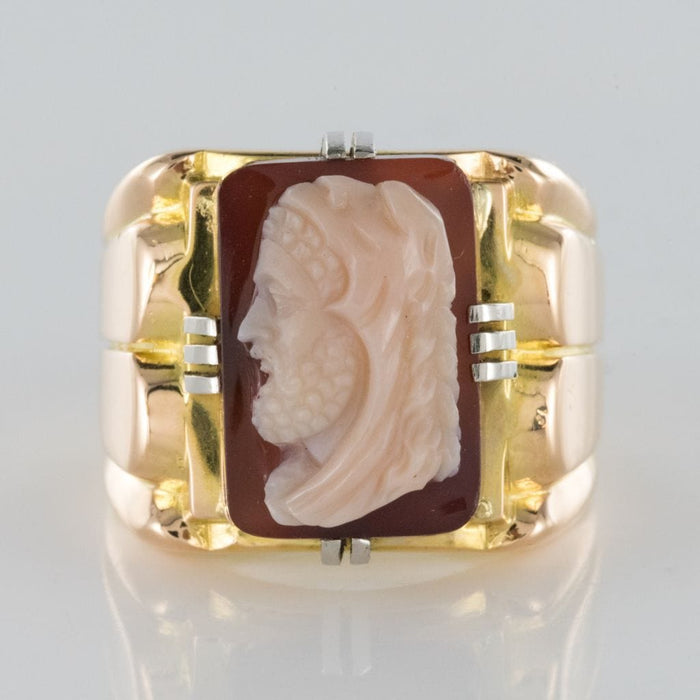 Bague 61 Chevalière homme or et camée sur agate 58 Facettes 18-354-61