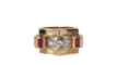 Bague 53 Bague Tank en or jaune, diamants et rubis 58 Facettes 2945