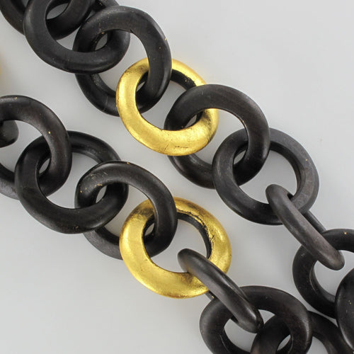 Collier Collier cercles d'ébène et feuille d'or 58 Facettes EBEC3