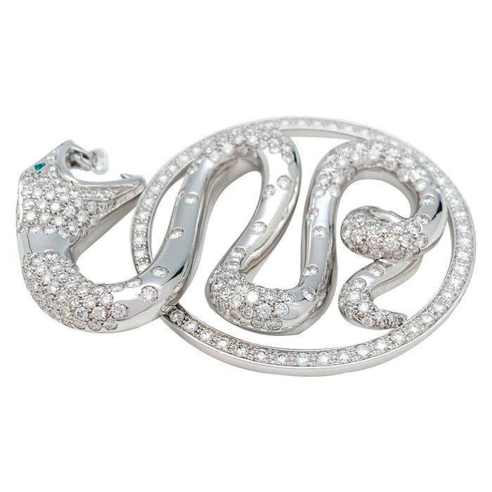 Boucheron pendant, "Trouble", white gold, diamonds and emeralds.