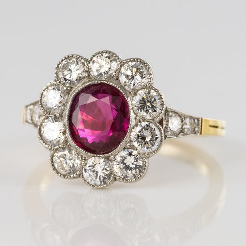 Bague 55 Bague rubis entourage diamants 58 Facettes CQ596-51
