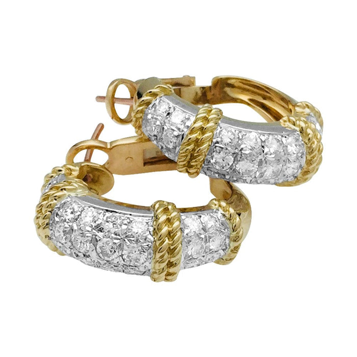 Boucles d'oreilles Fred, "Isaure", 2 tons d'or et platine, serties diamants.