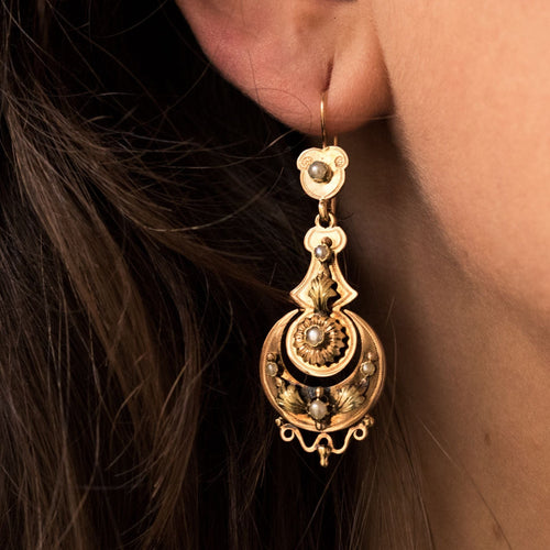 Boucles d'oreilles Pendants d'oreilles anciens perles fines 58 Facettes 19-303