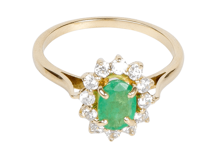 Bague 53 Bague  Marguerite émeraude oxydes de zirconium 58 Facettes BG-EMERV- 104