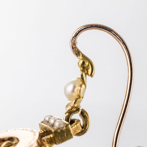 Boucles d'oreilles Boucles d'oreilles anciennes or rose perles fines 58 Facettes 19-577