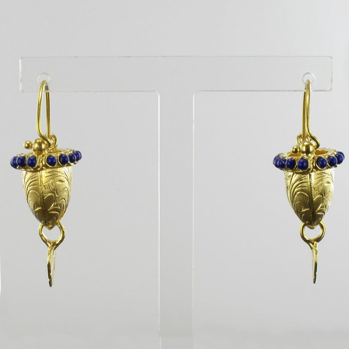 Boucles d'oreilles Boucles d'oreilles Paniers de vermeil et perles bleues 58 Facettes EO032