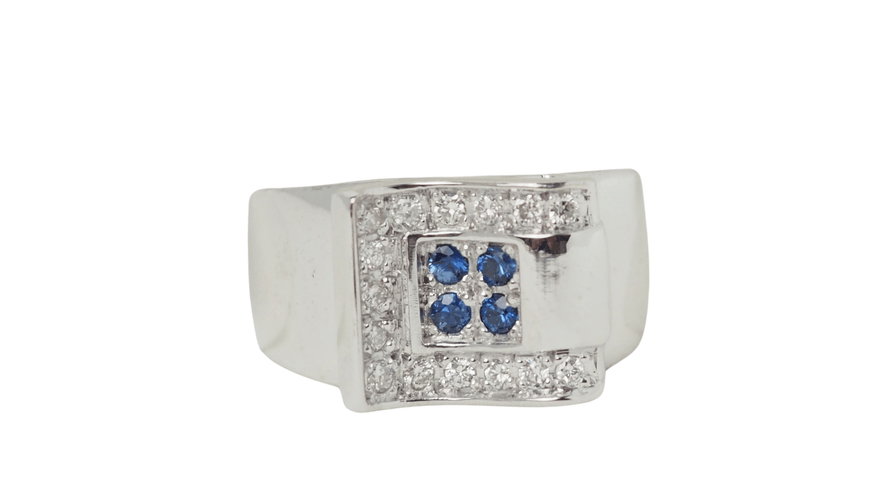 Bague 53 Bague Or blanc Saphirs Diamants 58 Facettes 32343