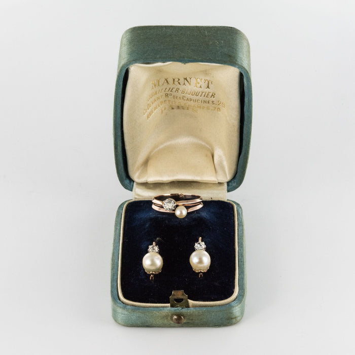 Boucles d'oreilles Parure ancienne perles fines et diamants 58 Facettes 19-614