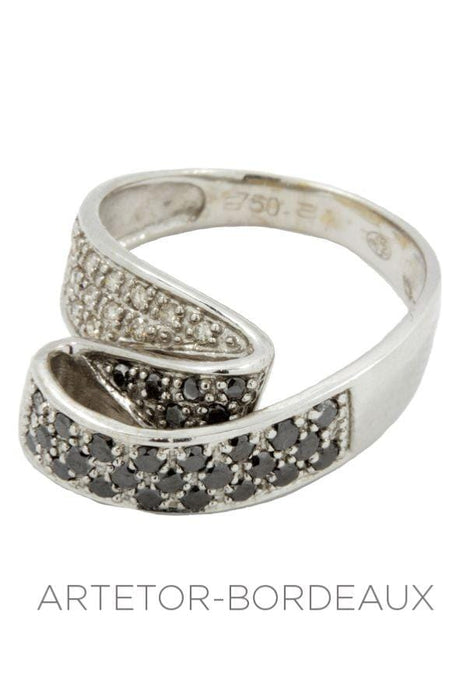 Ring 51 Black and white diamond ring 58 Facettes 12531