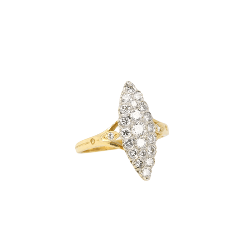 Boucles d'oreilles Bague marquise vintage or jaune diamants 58 Facettes J15