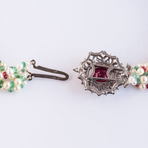 Collier Collier Perles, Emeraudes, Saphirs, Rubis et Spinelles 58 Facettes 03-134-4188853