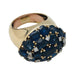 Ring 59 Yellow gold ring with sapphires and diamonds. 58 Facettes 29238