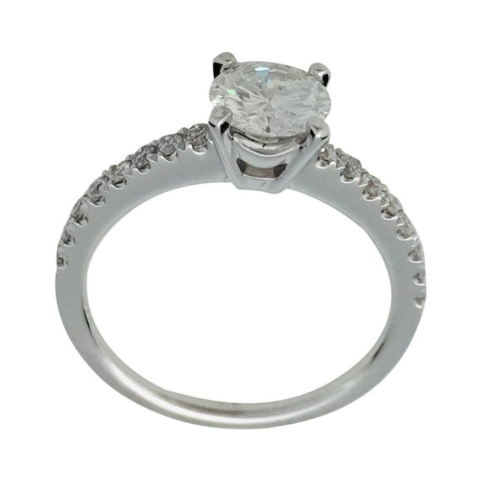 White gold solitaire ring, 0,71 carat G / SI1 diamond.
