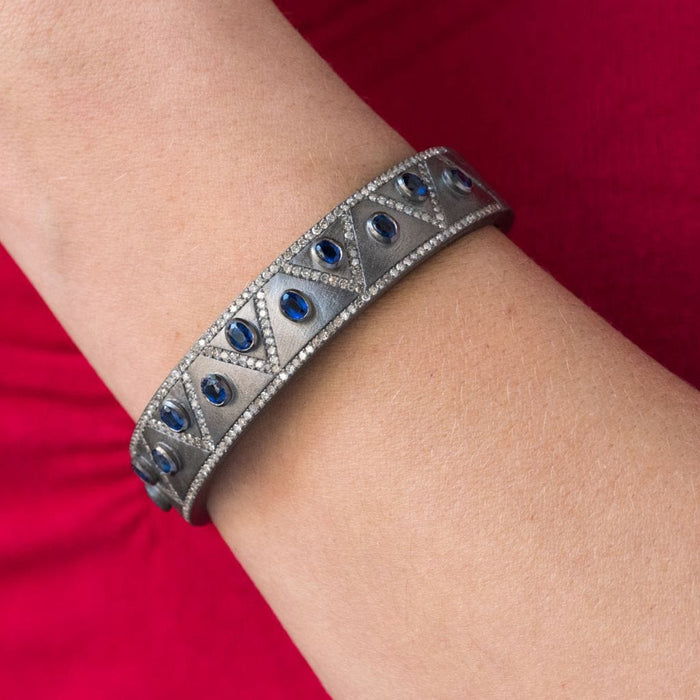 Bracelet Bracelet argent diamants et cyanites 58 Facettes 18-329