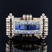 Ring 55 Blue and white sapphire tank spirit ring 58 Facettes 20-296-55