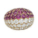 Ring 57 Dome ring in yellow gold with diamonds and rubies. 58 Facettes 30527