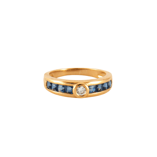 Bague 50.5 Bague en Or jaune, saphirs & diamants 58 Facettes