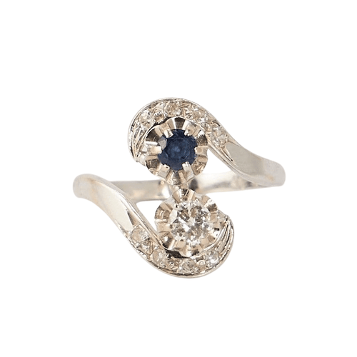 Bague Bague Toi & Moi Saphir Diamants 58 Facettes LOT 3562