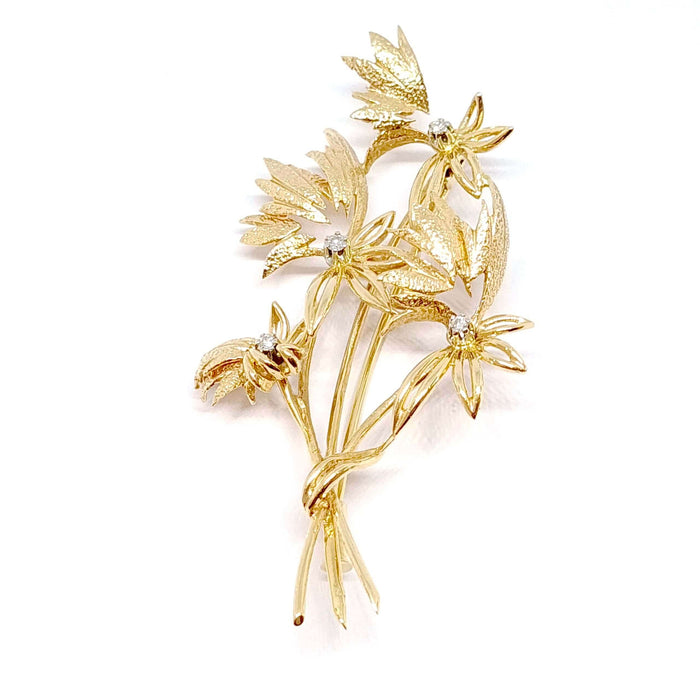 Broche Broche ancienne "bouquet de fleurs" or jaune 18 carats diamants 58 Facettes