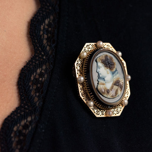 Pendentif Pendentif - Broche Aucoc Camée ancien et ses perles 58 Facettes 20-290