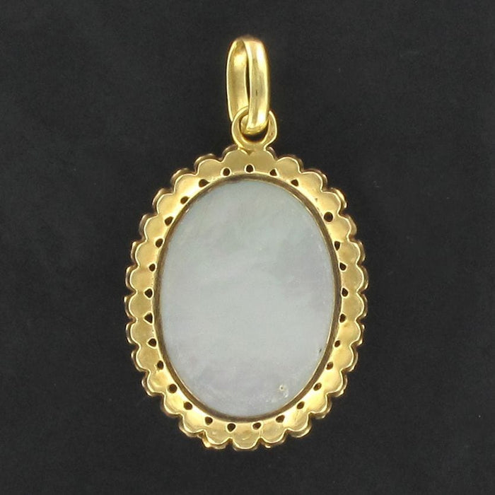 Pendentif Pendentif médaillon ancien miniature sur porcelaine et perles fines 58 Facettes 17-343