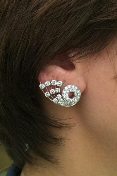 Boucles d'oreilles Boucles d'oreilles clips en or blanc et platine, diamants. 58 Facettes 30466