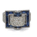Tank Ring in platinum and calibrated blue sapphires 58 Facettes 0