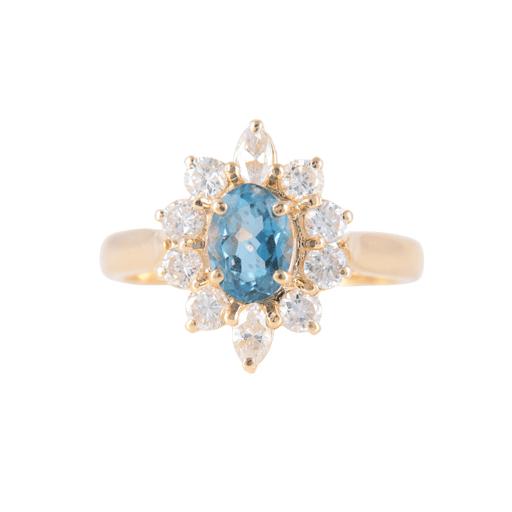 Bague 51.5 Bague Marguerite Aigue-marine Diamants 58 Facettes 1