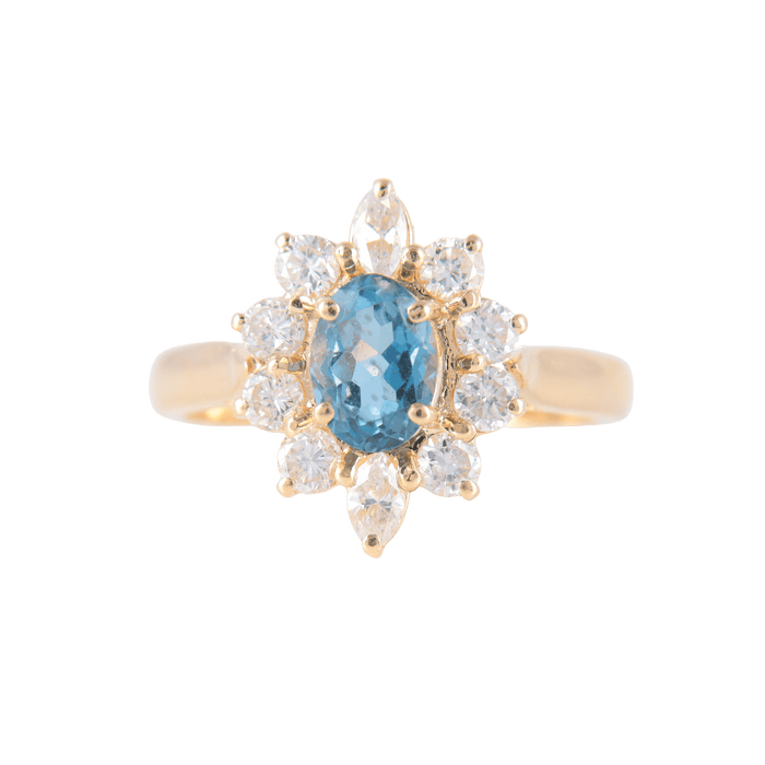 Bague 51.5 Bague Marguerite Aigue-marine Diamants 58 Facettes 1