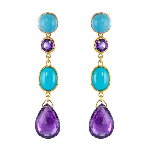 Boucles d'oreilles Boucles d'oreilles améthystes turquoises 58 Facettes 15-272
