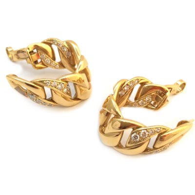 Cartier earrings, "Bergame" model in yellow gold, diamonds.
