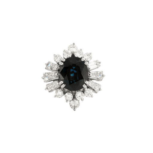 Bague Bague marguerite stylisée saphir diamants platine 58 Facettes
