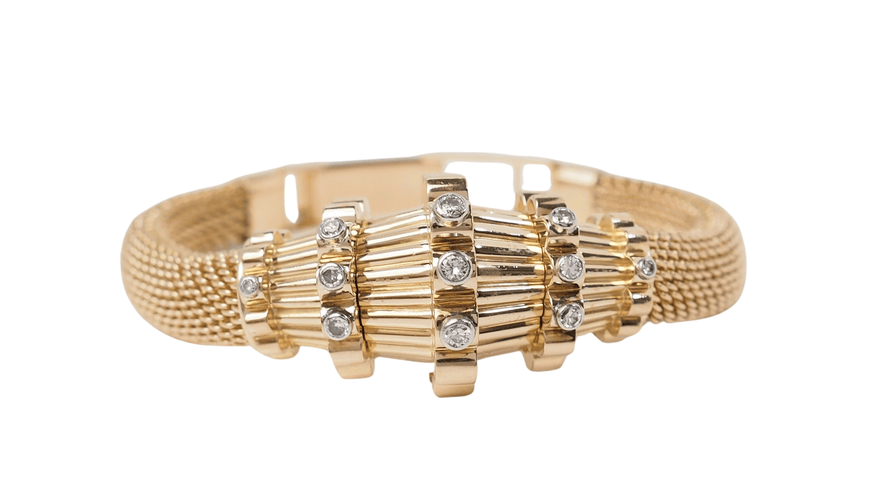 Bracelet 15.5/17cm Bracelet vintage en or jaune et diamants 58 Facettes 32442