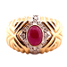 Ring Vintage ring in yellow gold, cabochon ruby ​​and diamonds 58 Facettes
