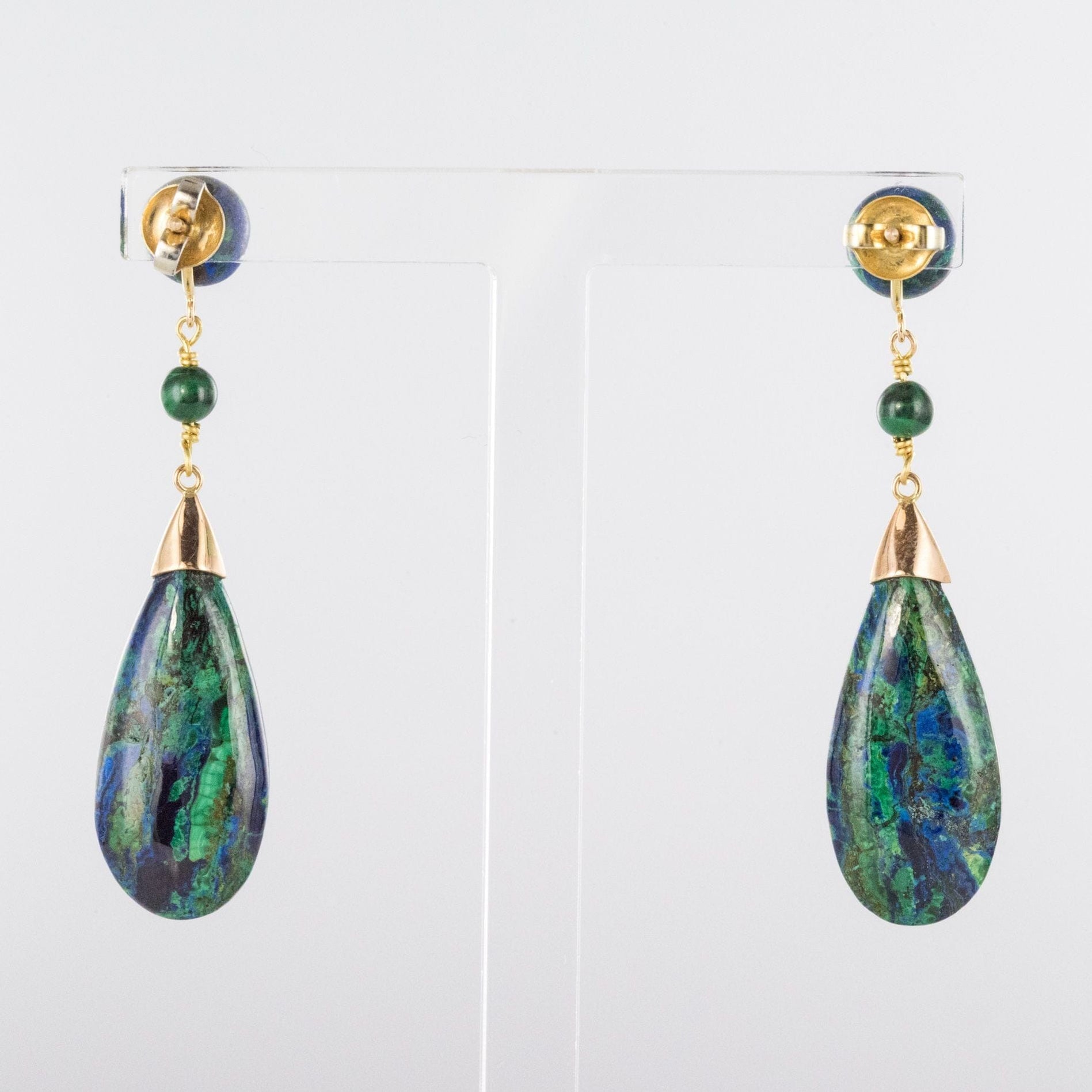 Boucles D'oreilles à Clip Vintage En Malachite Verte - Style Années 70 - Sans Marque