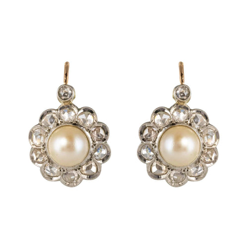 Boucles d'oreilles Boucles d'oreilles anciennes perles diamants 58 Facettes 20-194