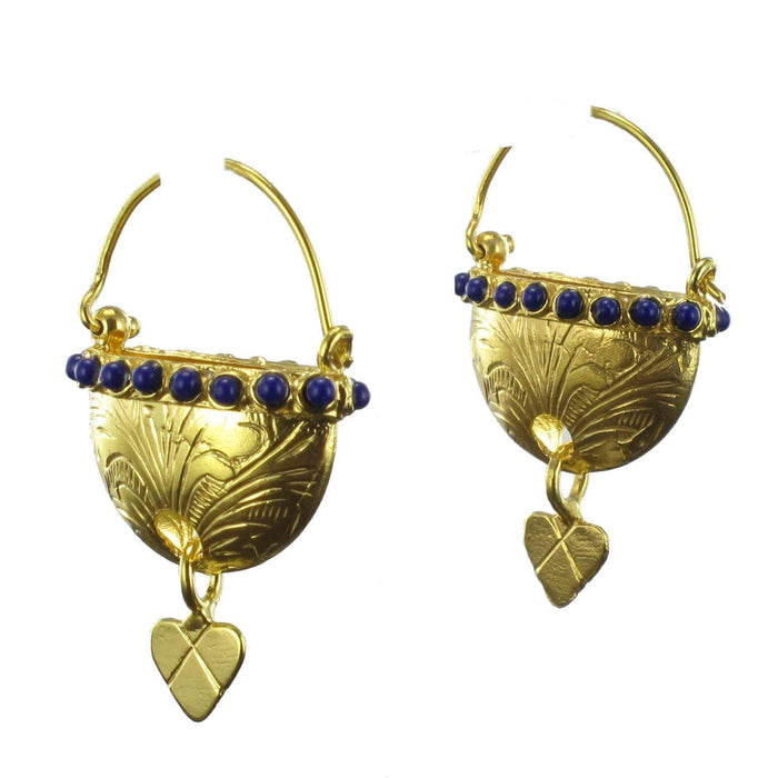 Boucles d'oreilles Boucles d'oreilles Paniers de vermeil et perles bleues 58 Facettes EO032