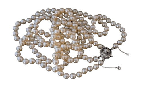 Collier Sautoir 2 Rangs perles de culture et or blanc 58 Facettes 788239